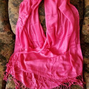 Medium pink, summer wrap, shawl, and/or winter scarf, pashmina style